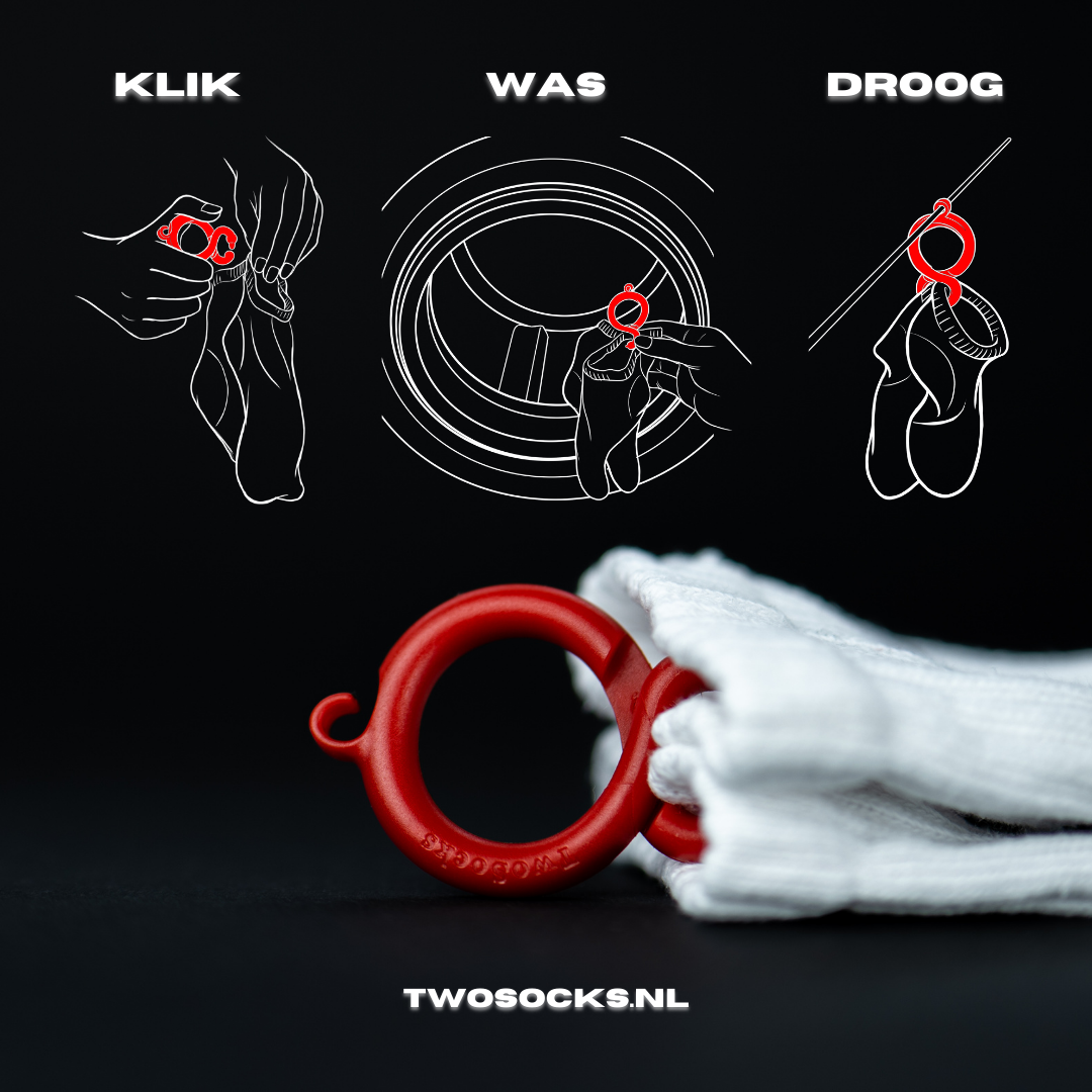 TwoSocks, Sokken knijpers, Sock Clips, Sokken Sorteren, Waslijn, Sokken probleem, Sokken kwijt,